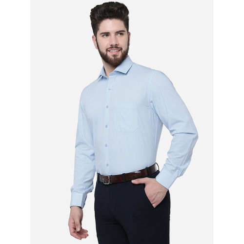 Buy Men Blue Classic Fit Solid Full Sleeves Formal Shirt Online