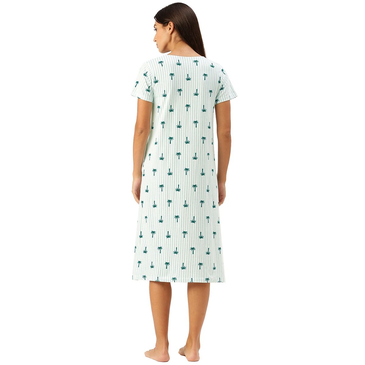 Slumber Jill Women White Stripes Printed Nightdress White Buy Slumber