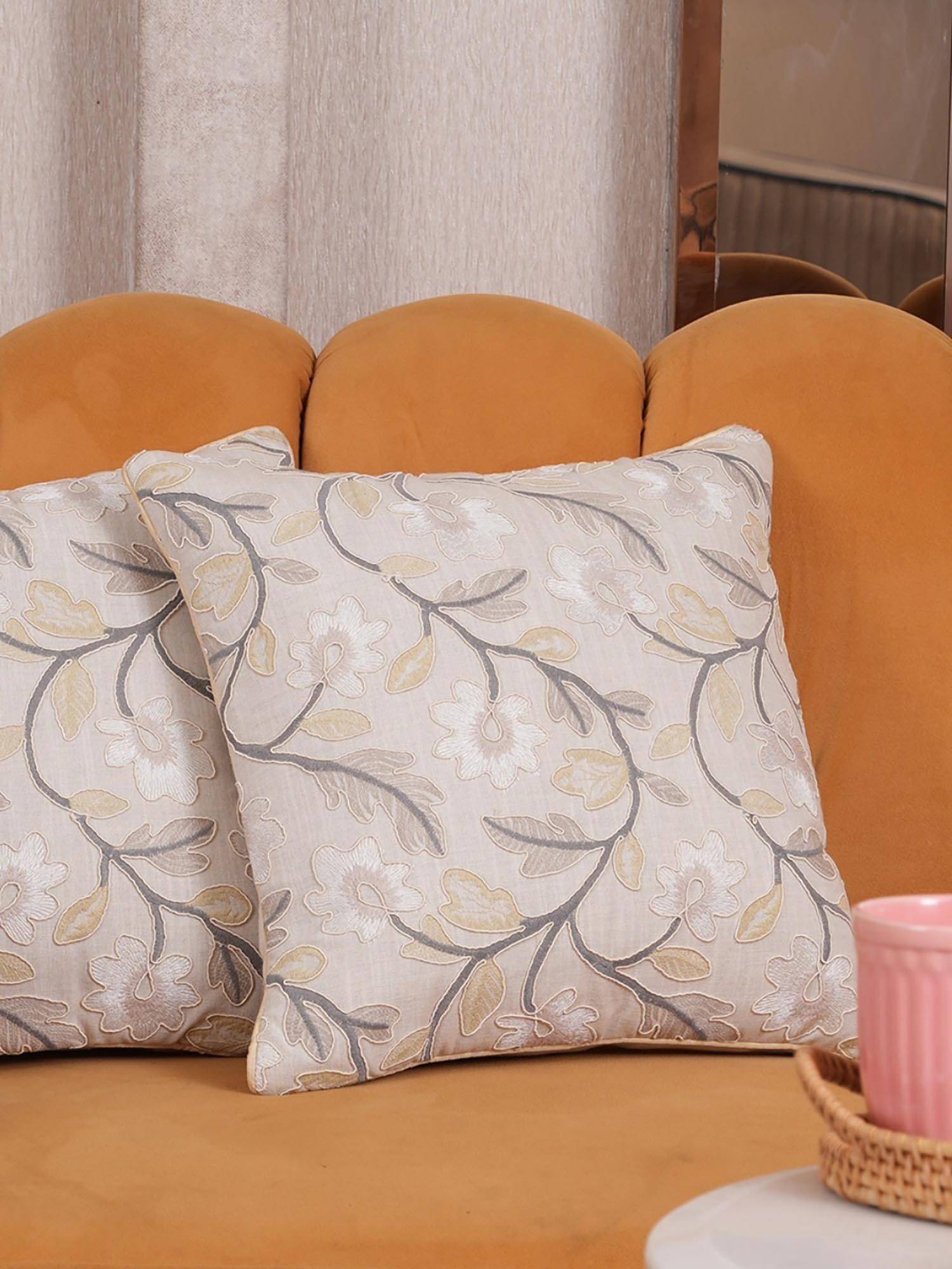 HOME 360 Grey Polycotton Floral Cushion Cover