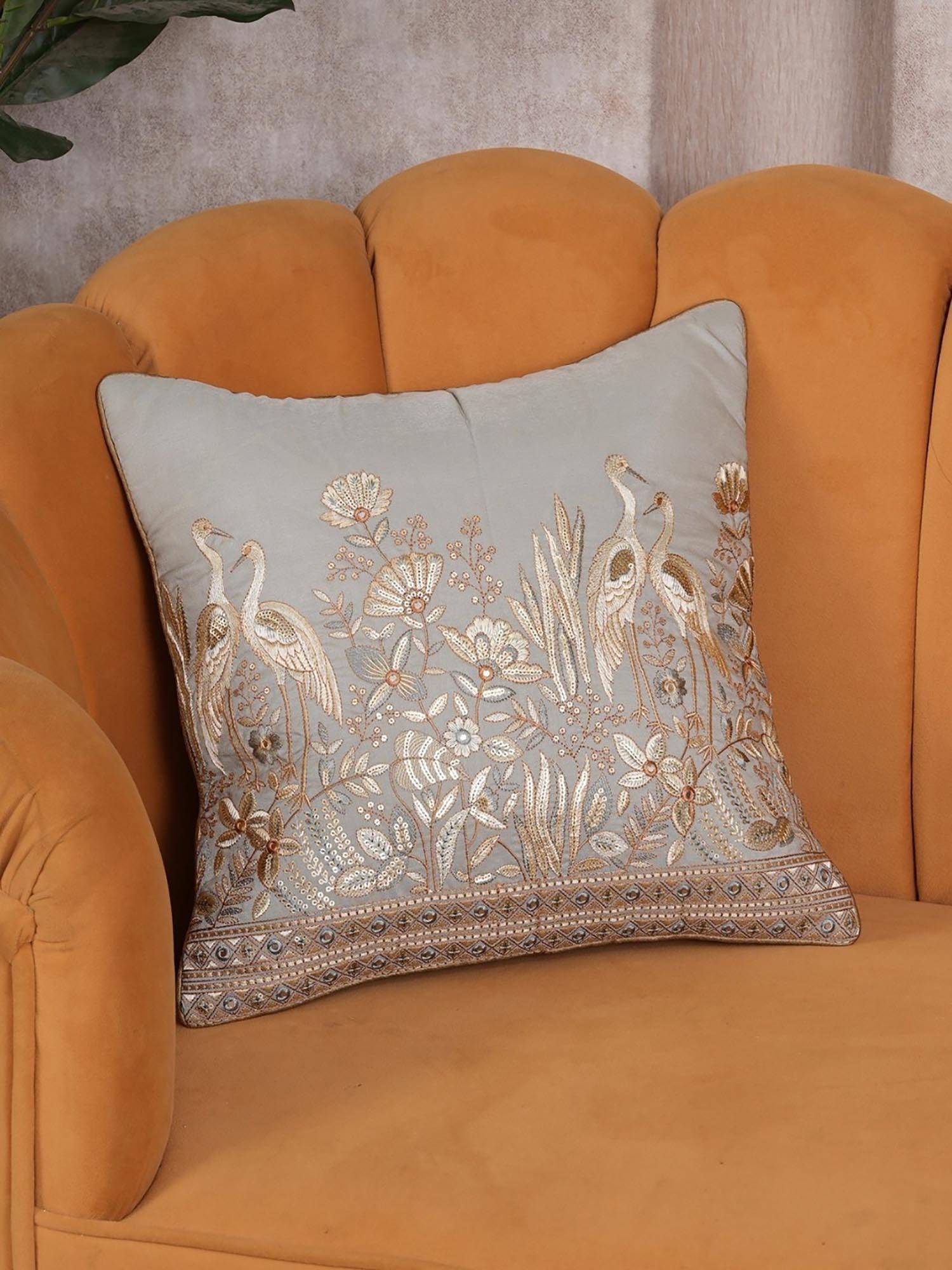 HOME 360 Blue Polycotton Floral Cushion Cover