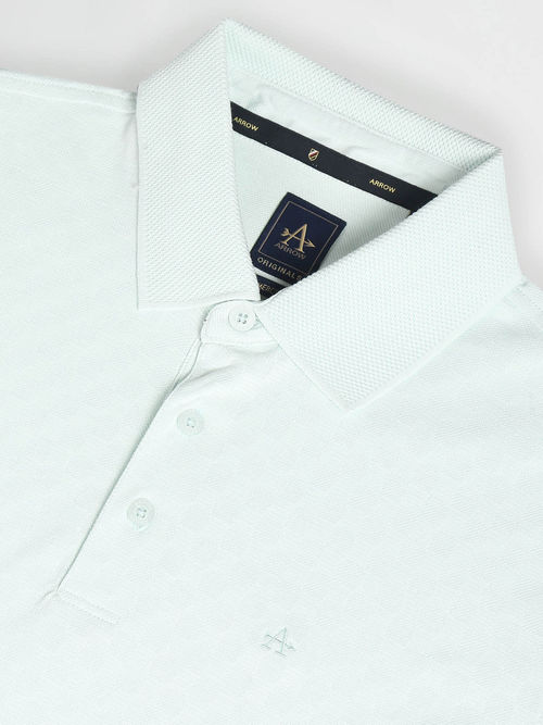 Buy Arrow Mercerized Cotton Self Design Polo Shirt Online