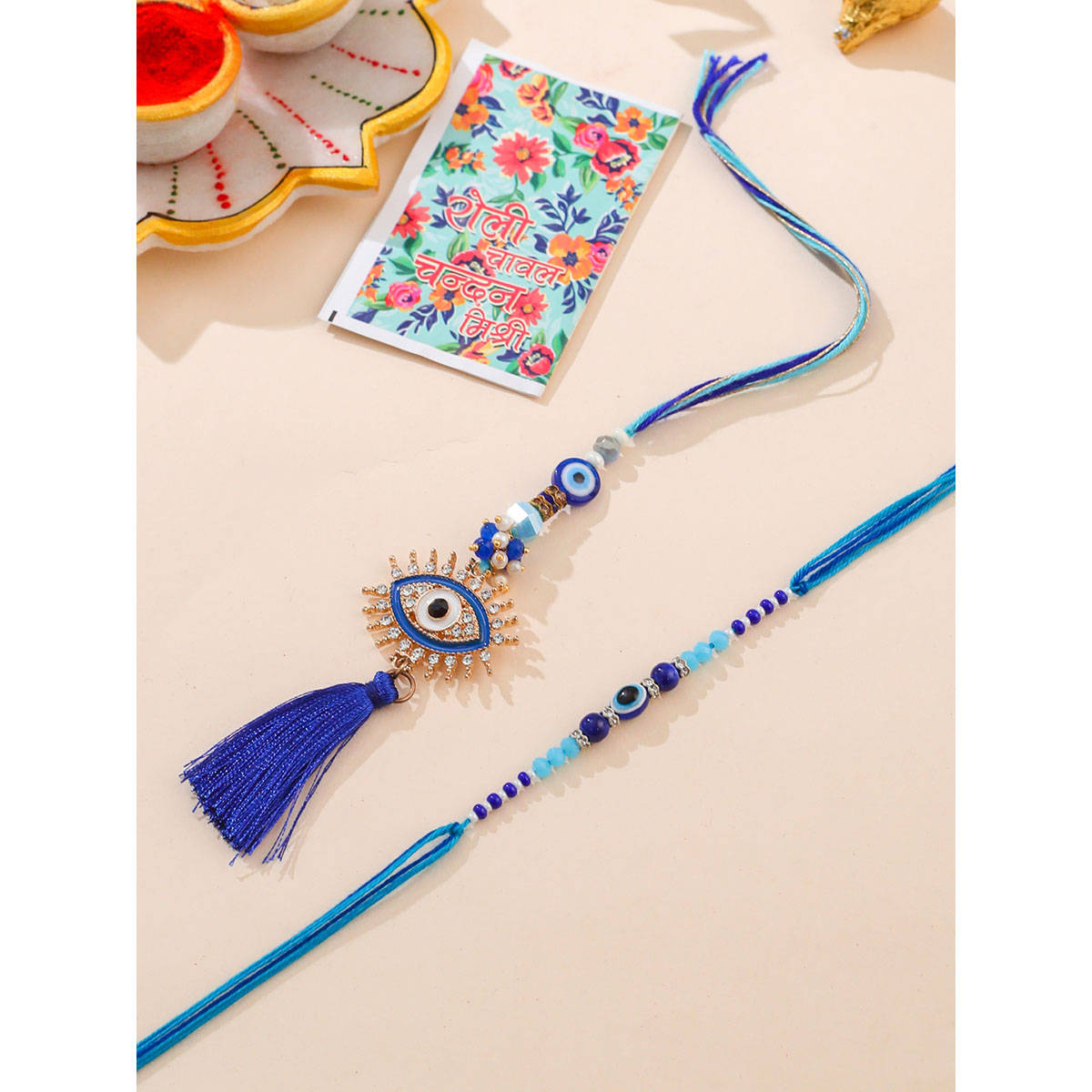 NVR Blue Thread Rakhi and Lumba