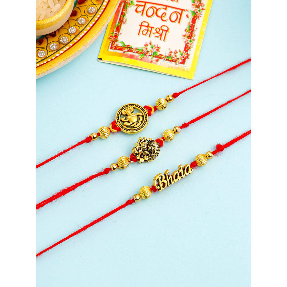 NVR Multi-Color Thread Rakhi (Pack of 3)