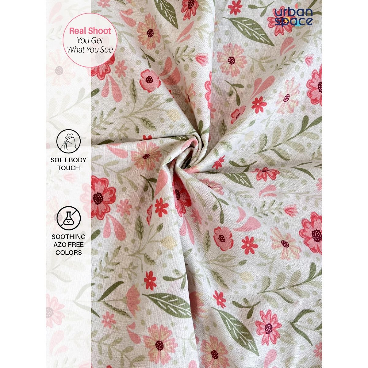 Urban Space Divine 144 Tc Cotton Bedsheets For Double Bed Zinnia