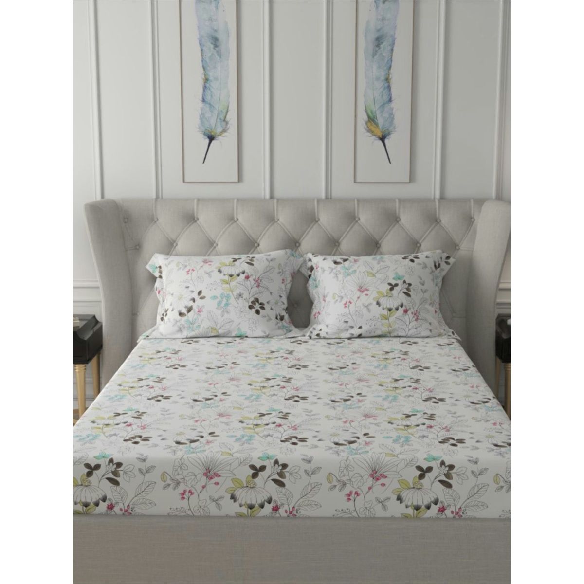 Buy Urban Space Serene 200 Tc Cotton Bedsheets For King Fitted Bed