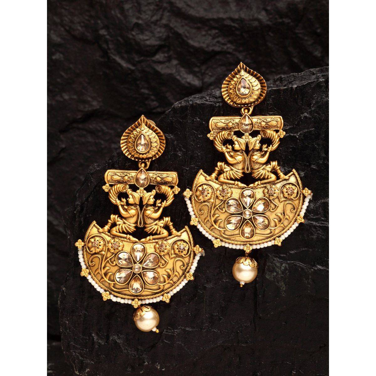 PANASH Gold-Plated Contemporary Drop Earrings
