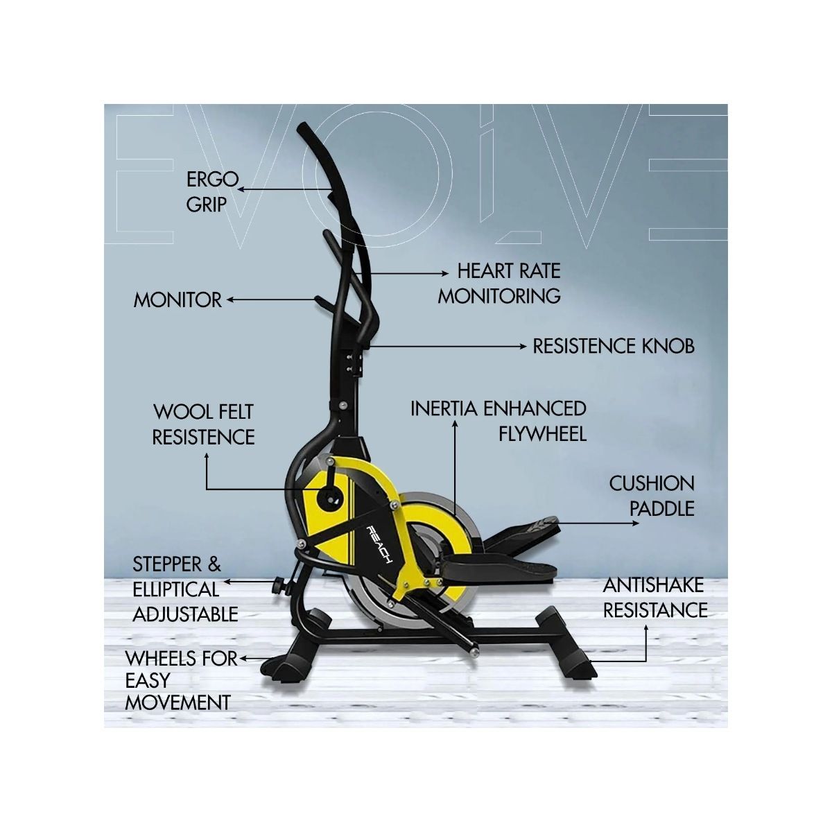 Buy Reach Evolve Elliptical Climber Cross Trainer + Stepper Exercise 