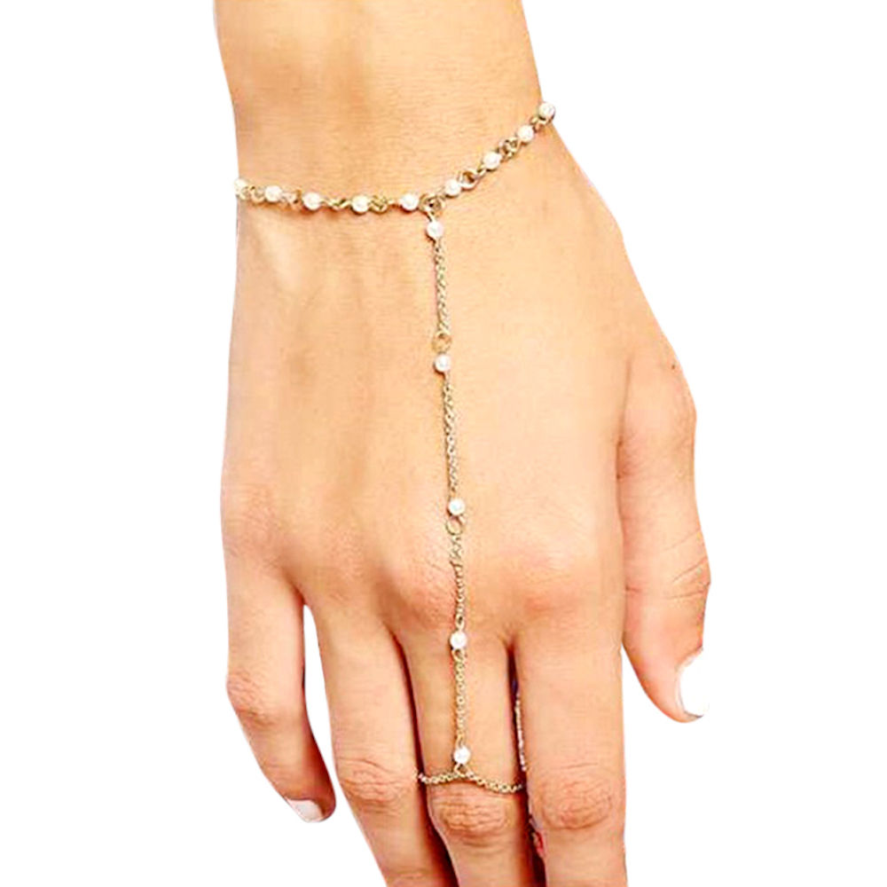 Bollywood Indian Style CZ bridal Gold Plated Chain Bracelet Ring Wedding  Jewelry | eBay