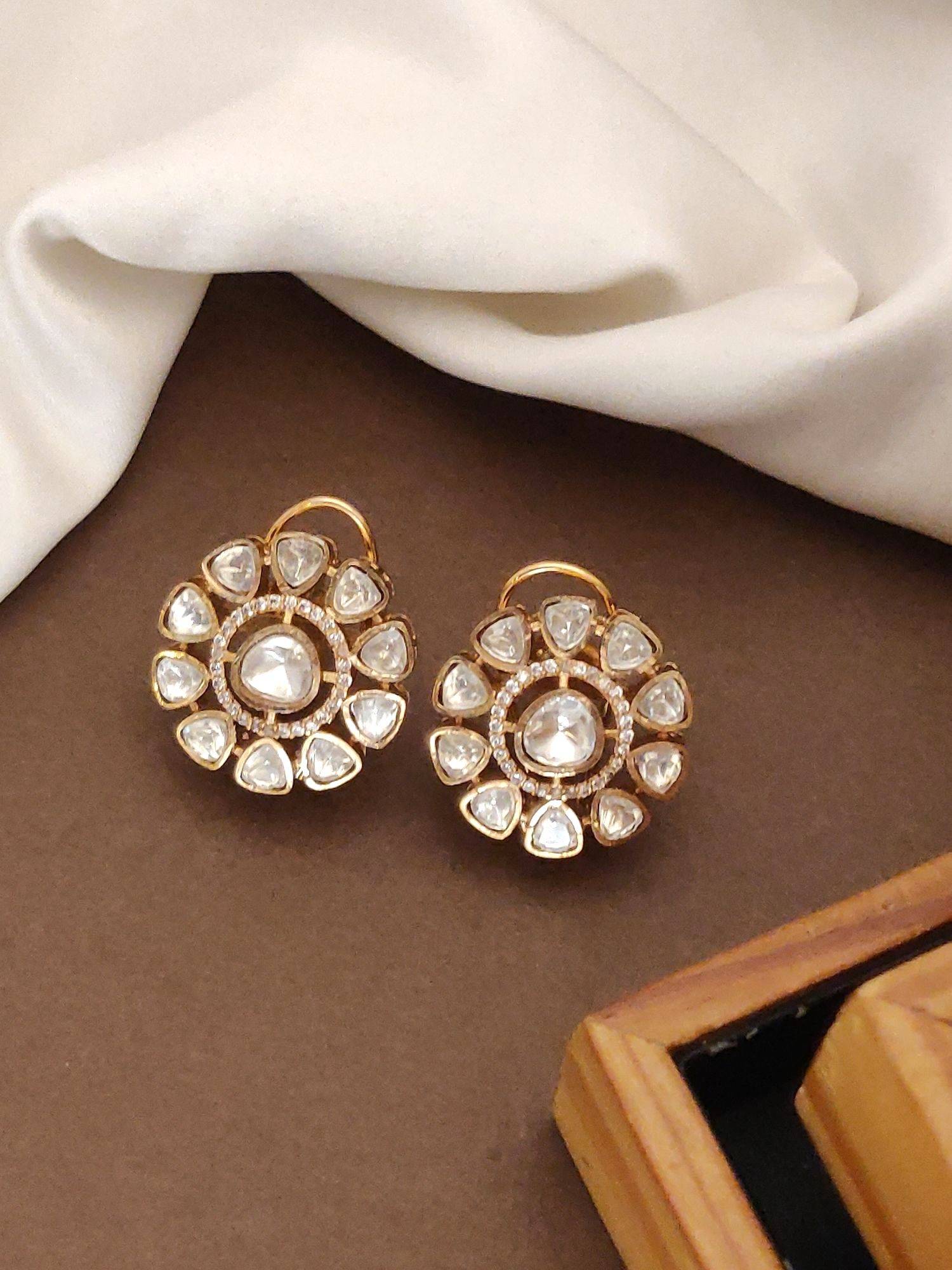Abdesigns Gold-Plated Polka Studded Stud Earrings