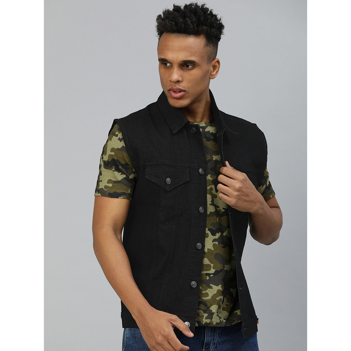 Men's sleeveless denim jacket best sale