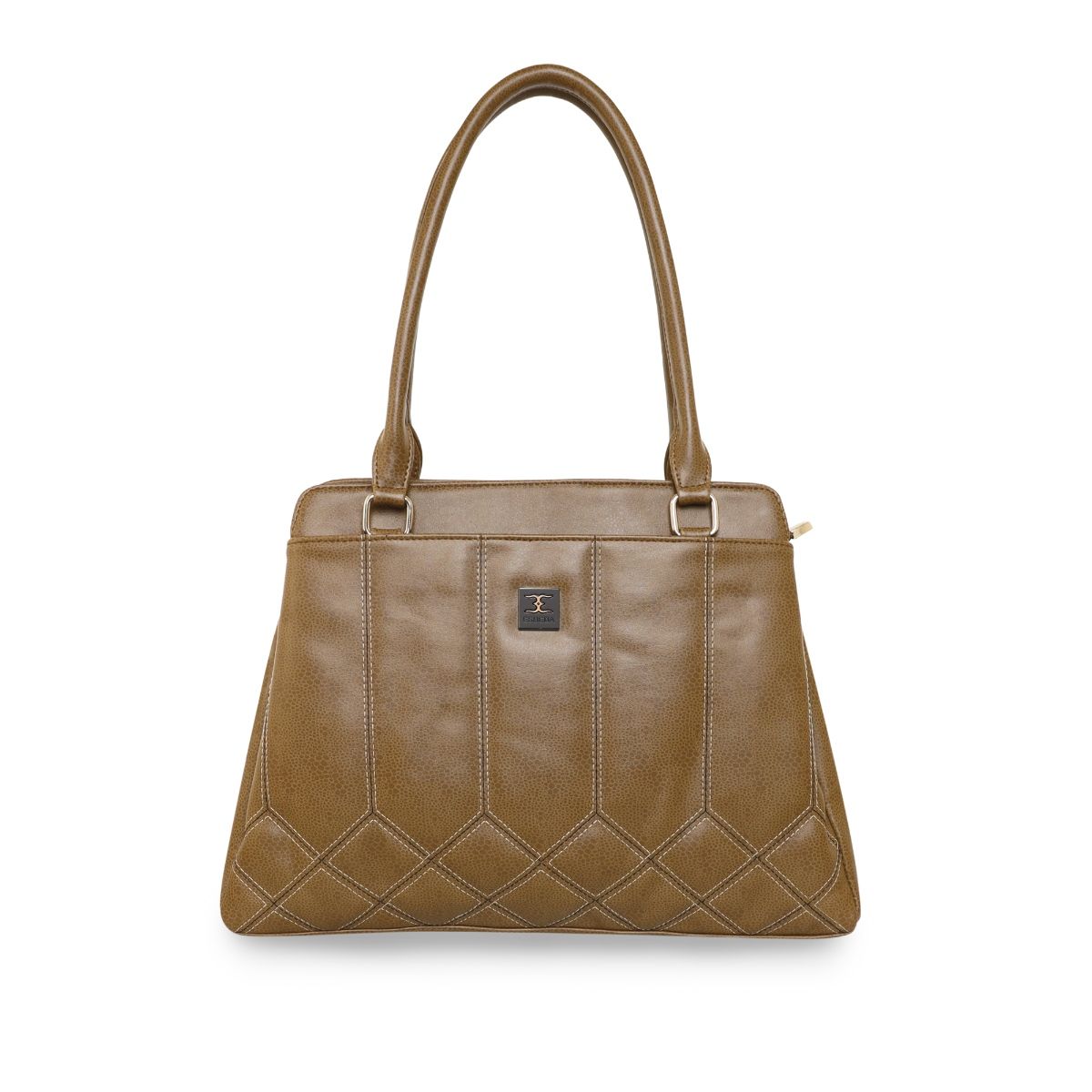 Get Contrast Handles Detail Tan Trapazoidal Handheld Bag at ₹ 2590 | LBB  Shop