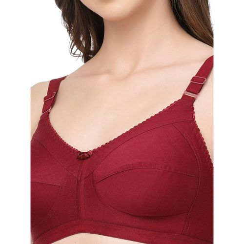 Cukoo Pure Cotton Non Padded Everyday Bra - Maroon (34C)