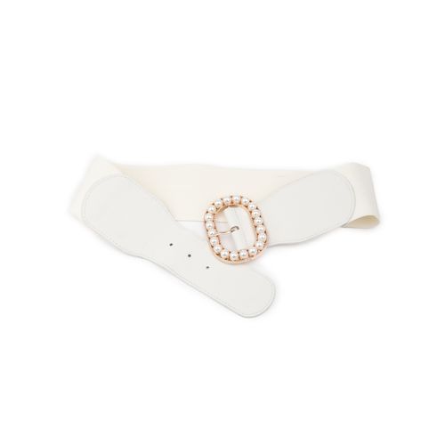 Buy Odette White Broad Stylish Belt For Women Online