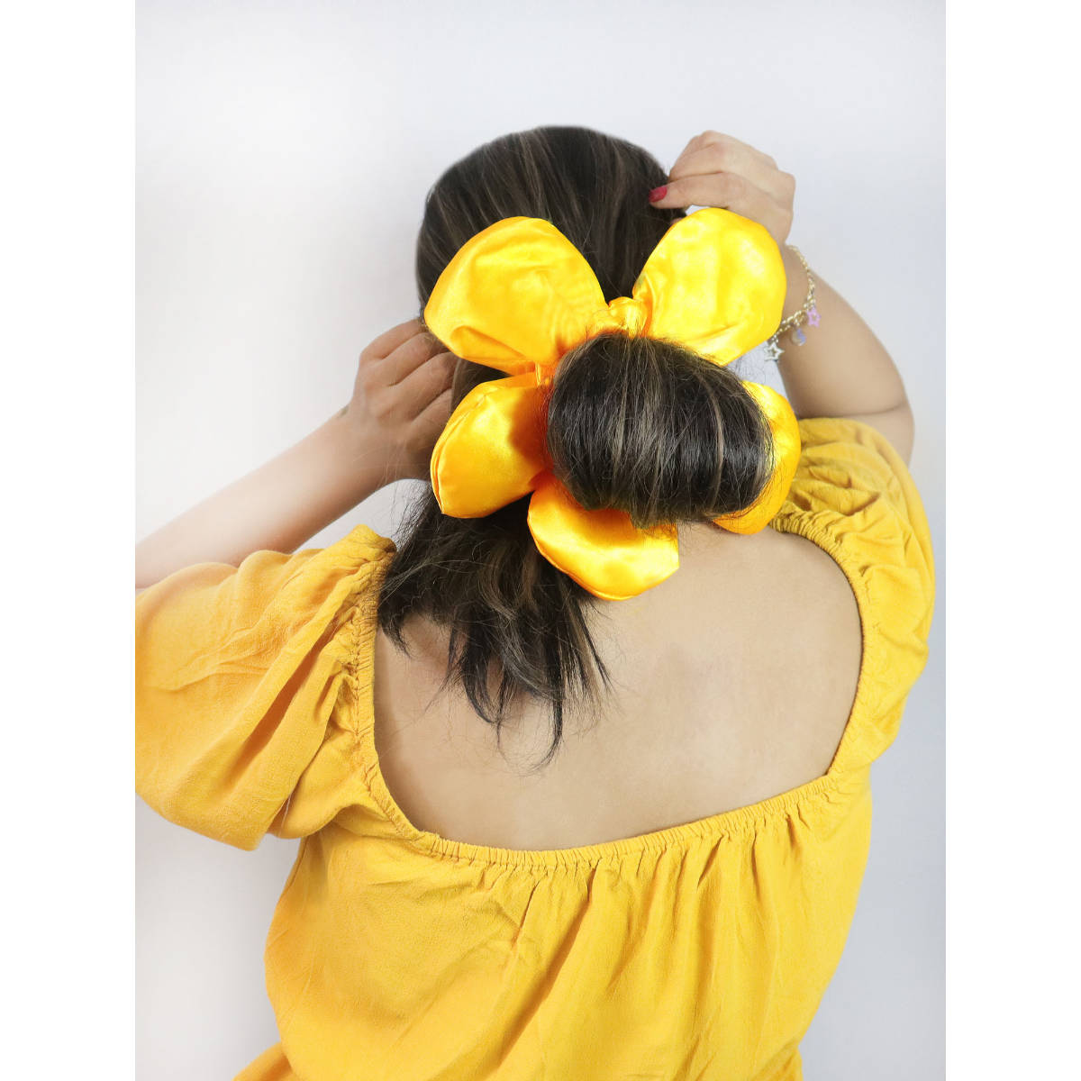 Soho Boho Studio Yellow Bloom Flower Oversized Scrunchie