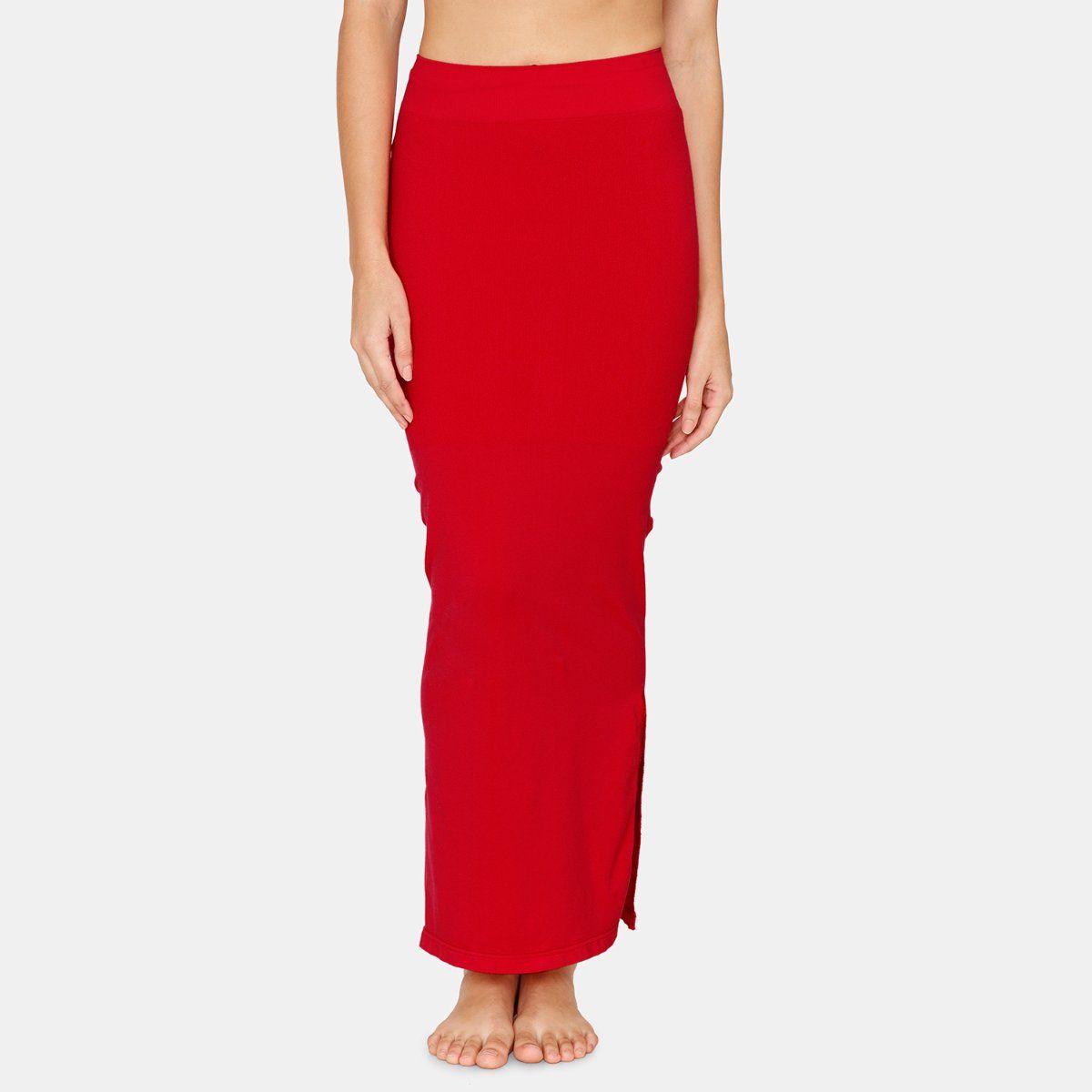 Zivame Seamless All Day Mermaid Saree Shapewear With Removable Drawcord -  Tango Red (S)