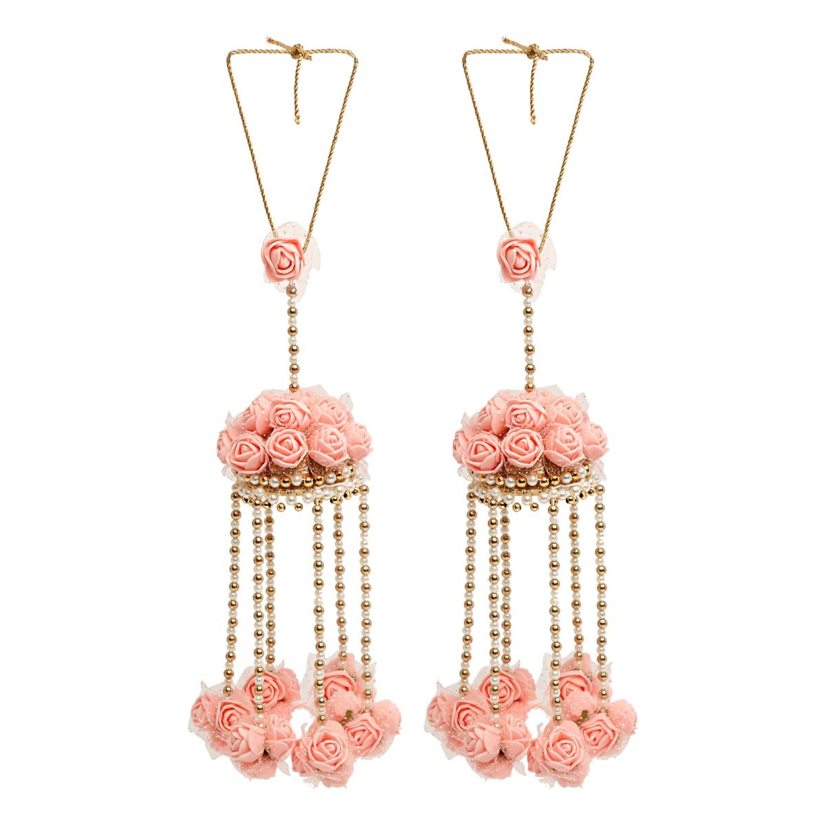 Yellow Chimes Pink Floral Traditional Wedding Bridal Kaleera Set of 2
