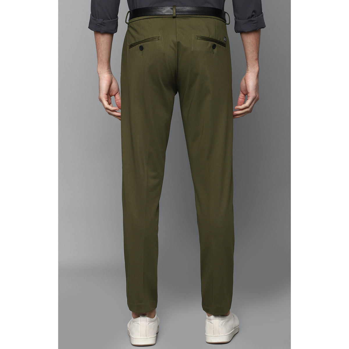 Buy Men Olive Slim Fit Solid Casual Trousers Online - 588375 | Allen Solly