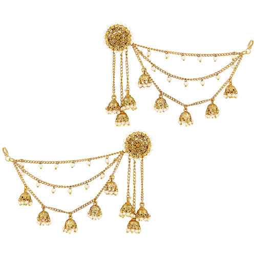 Asmitta Bahubali Inspired Gold Toned Jhumki Earrings With Hair Chain: Buy  Asmitta Bahubali Inspired Gold Toned Jhumki Earrings With Hair Chain Online  at Best Price in India | Nykaa