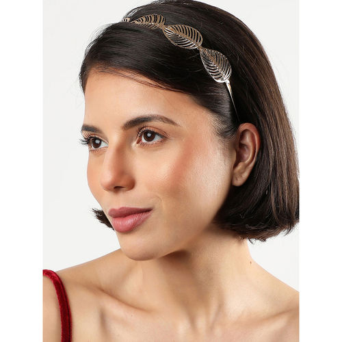 Gold Designer Hair Bands Online Buy SOHI Gold Plated Brown Stone