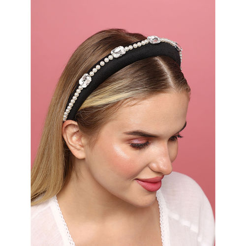 Buy SOHI White Pearls Stone Trendy Design Hair Band Online