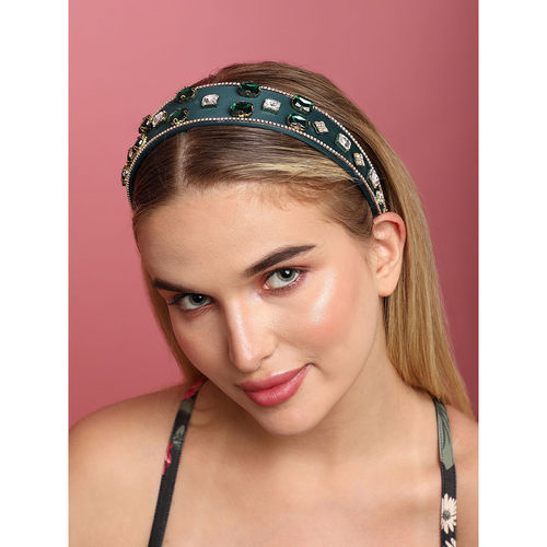 Buy SOHI Green Color Stylish Stone Hair Band Online