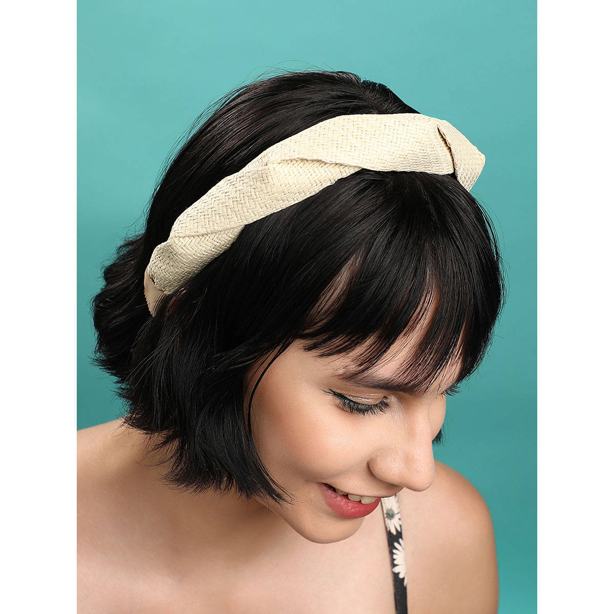 SOHI Cream Color Textured Hair Band