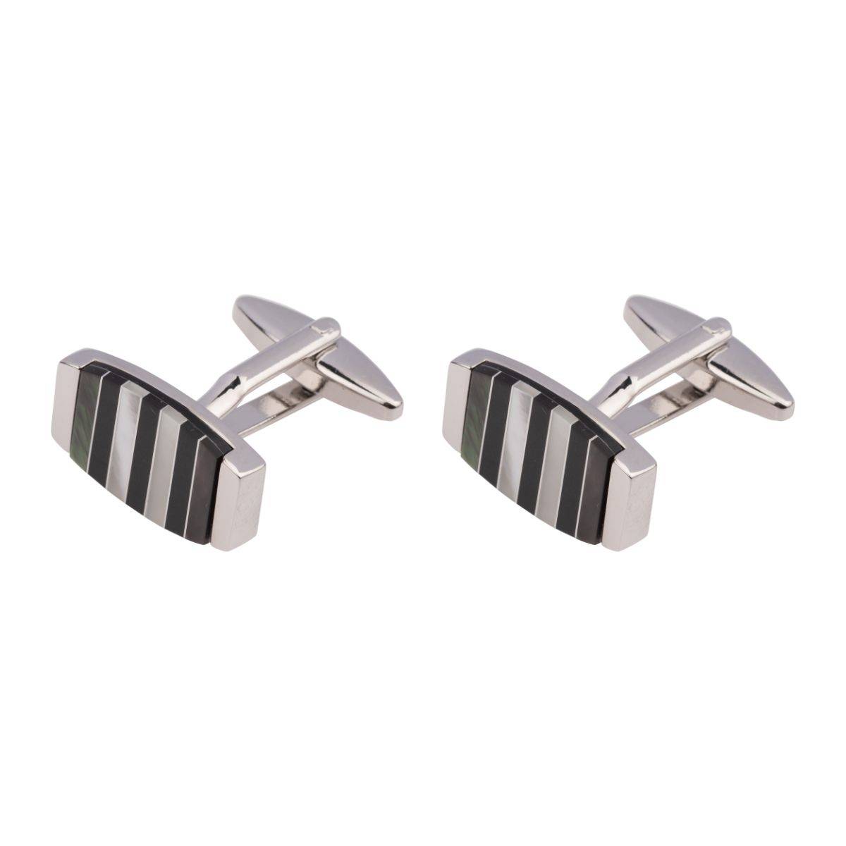 The Tie Hub Rectangular Curve Black Line Cufflinks