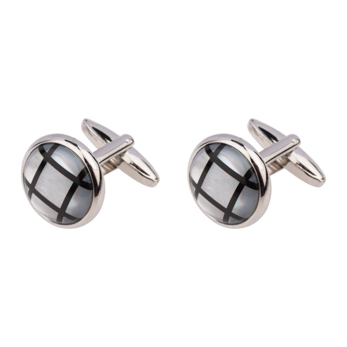 The Tie Hub Crystal Multi-Color Mother Of Pearl Round Cufflinks