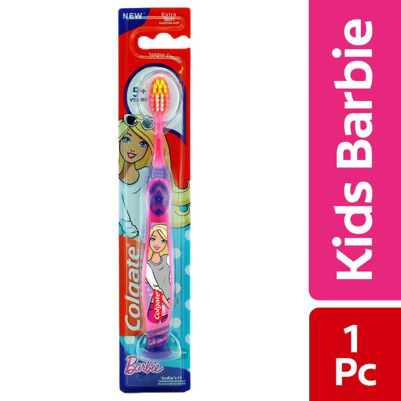 Colgate Kids Barbie Toothbrush- Extra Soft with Tongue Cleaner - 5 + Years