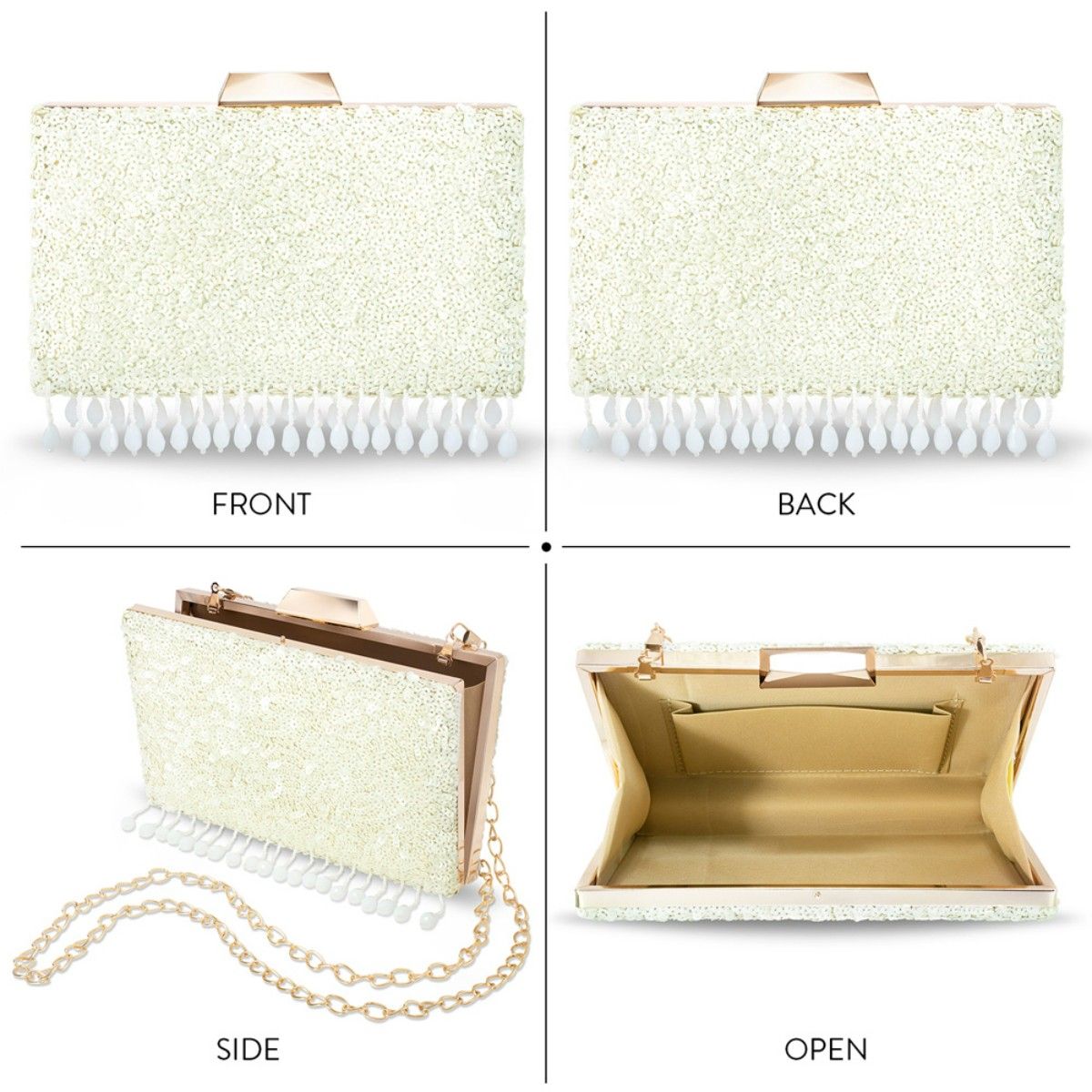 Peora White Clutch Purses for Women Handmade Evening Handbags Party Bridal  Clutch C24W Buy Peora White Clutch Purses for Women Handmade Evening  Handbags Party Bridal Clutch C24W Online at Best Price in