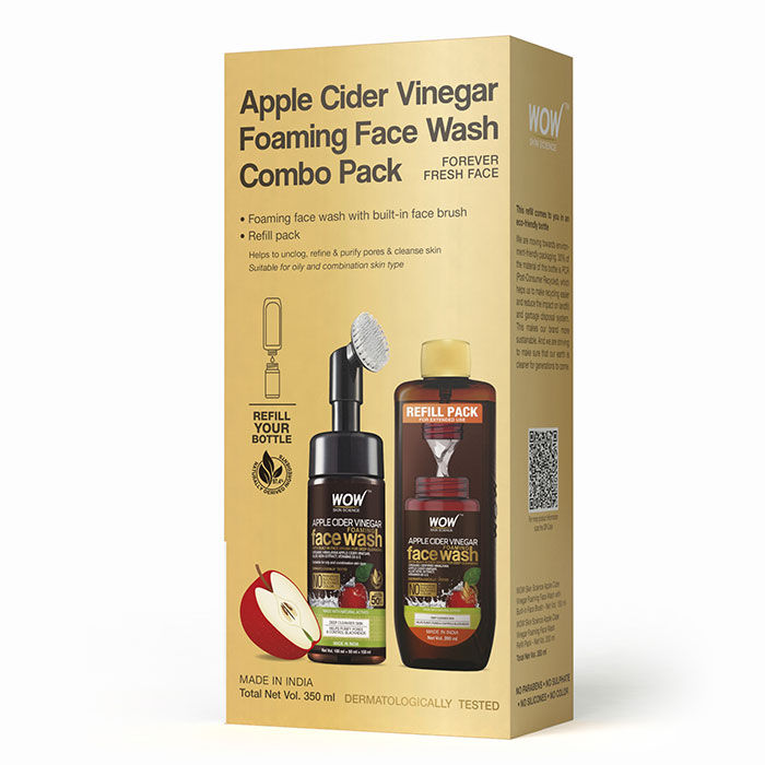 WOW Skin Science Apple Cider Vinegar Foaming Face Wash + Refill Combo Pack