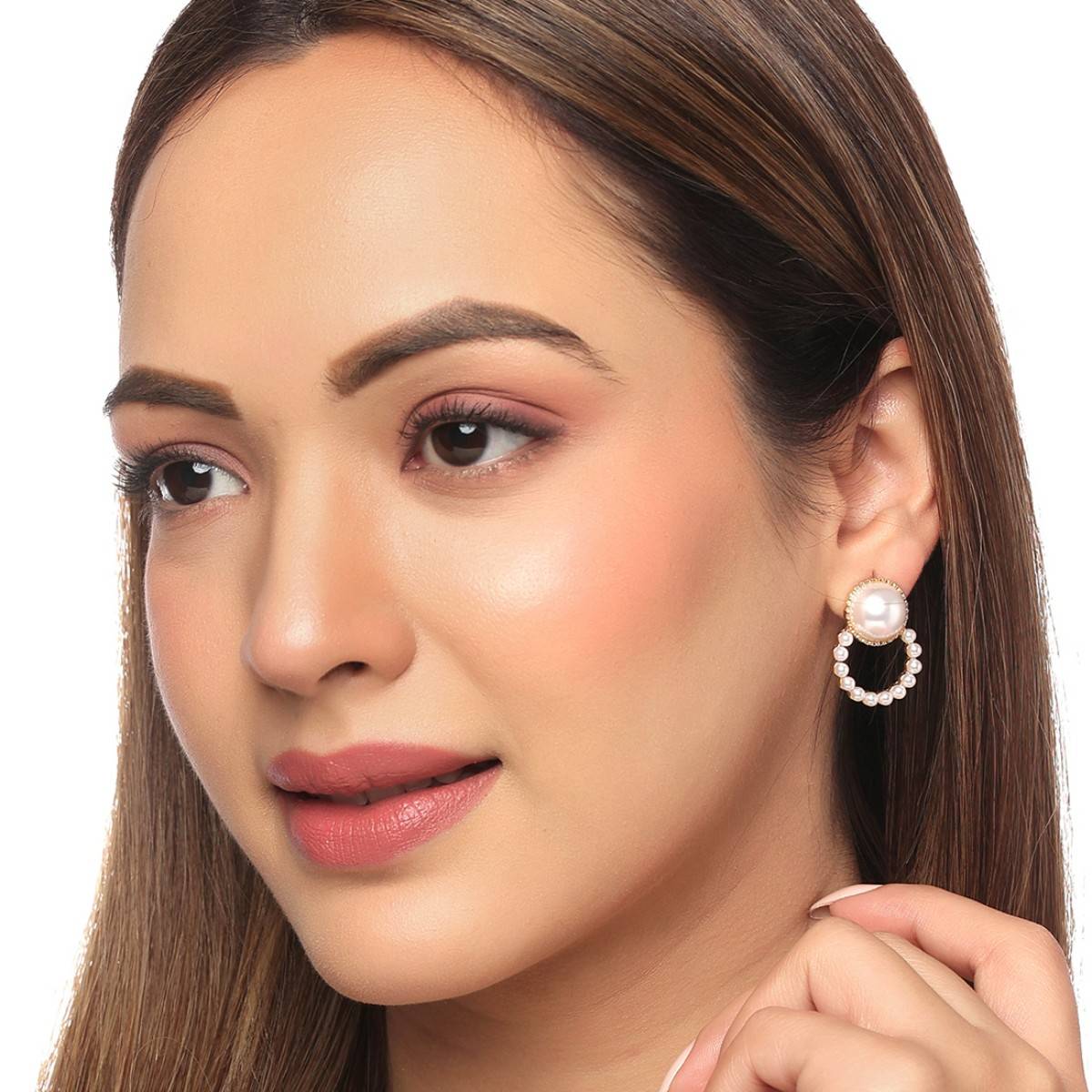 Yellow Chimes Gold-Plated Contemporary Pearl Studs Earrings