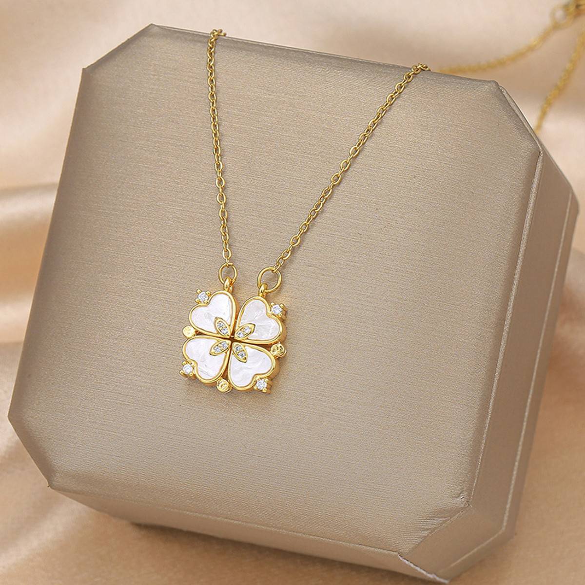 Yellow Chimes Gold-Plated Crystal Joining Heart Pendant with Chain