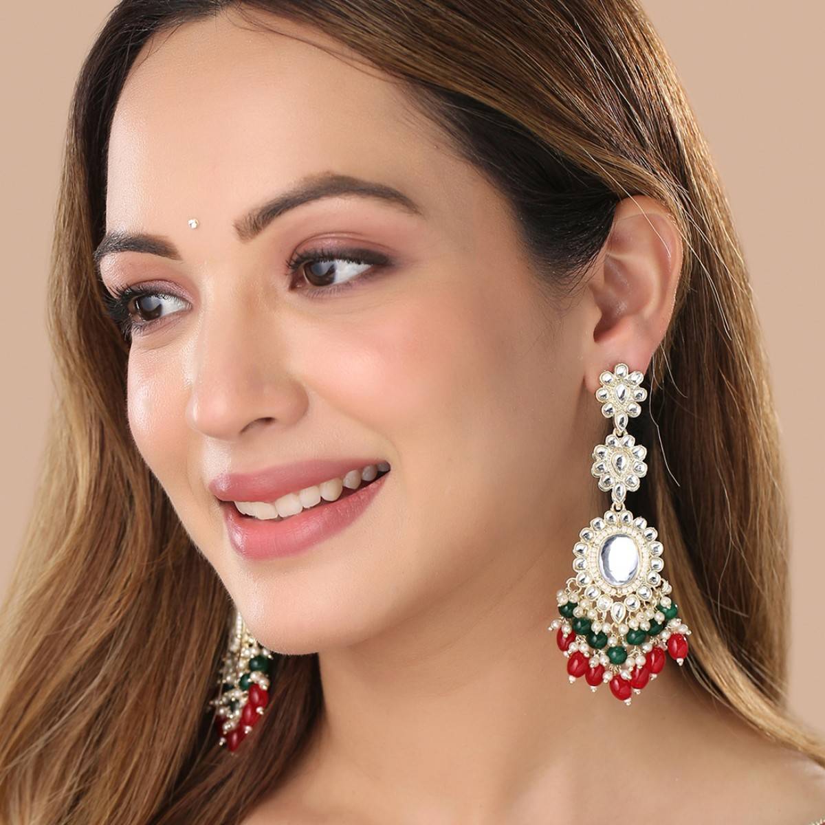 Yellow Chimes Gold-Plated Contemporary Drop Earrings