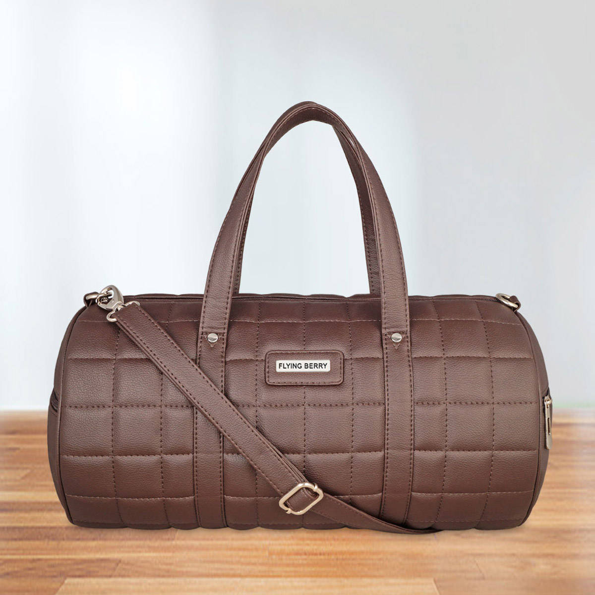 FLYING BERRY Unisex Brown Checks Duffle Bag