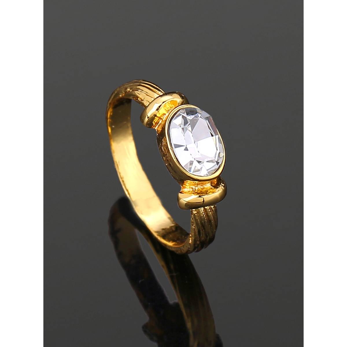 Estele Gold Plated Oval Shaped Finger Ring For Girls & Women