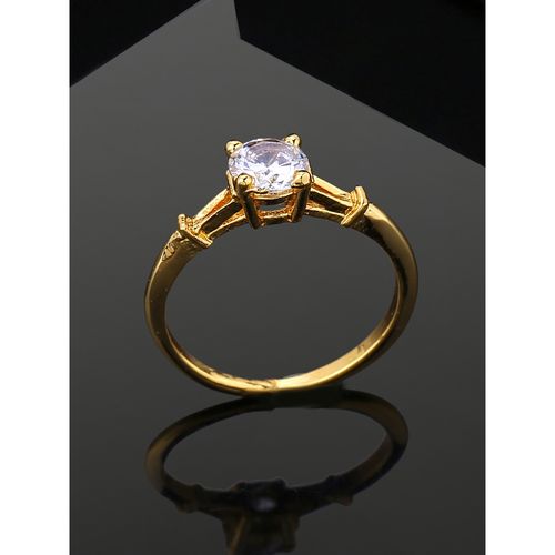 Buy Estele Gold Plated Cz Enticing Solitaire Finger Ring For Girls