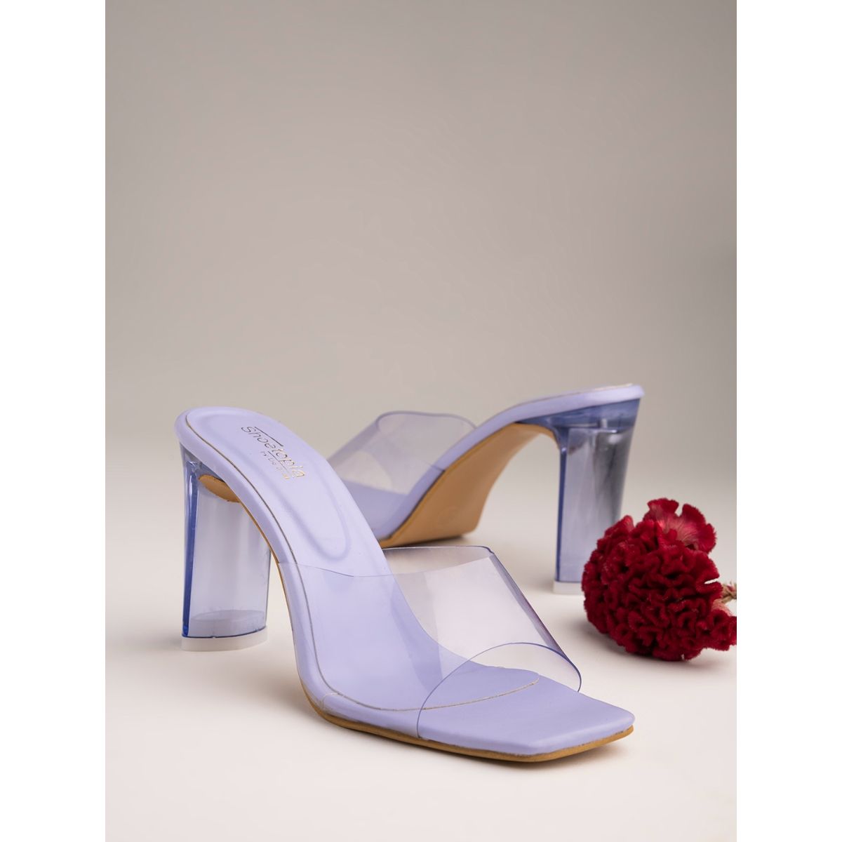 Shoetopia Purple Transparent Block Heels Euro 41