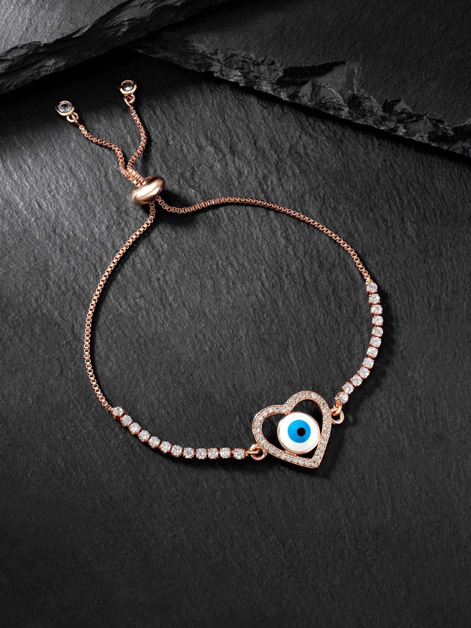Peora Rose Gold Plated Cubic Zirconia Studded Slider Bracelet Gift for Women (Adjustable)