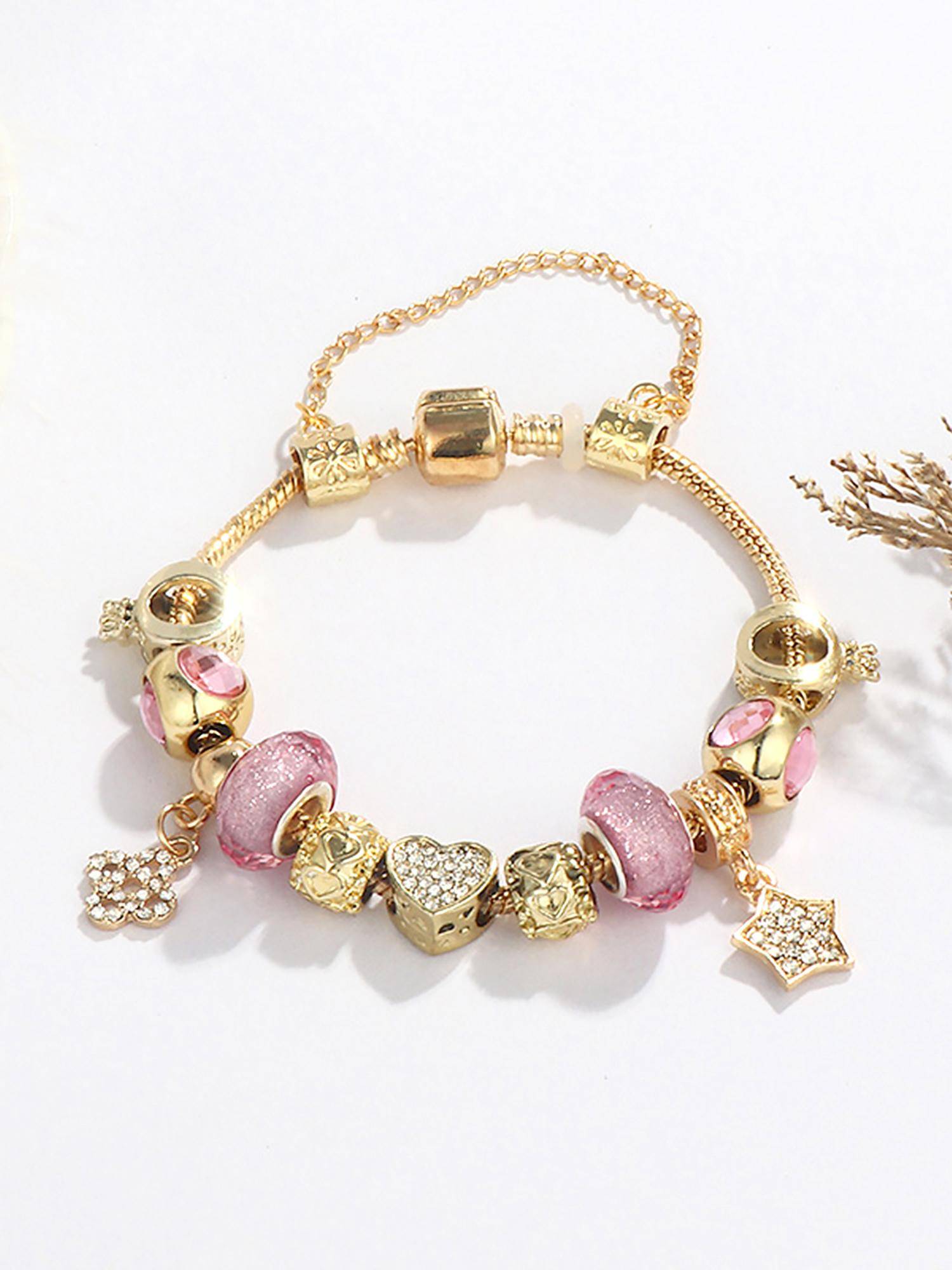Peora Cubic Zirconia Studded Gold Plated Bracelet Fashion Wear Stylish Hand Gift for Women