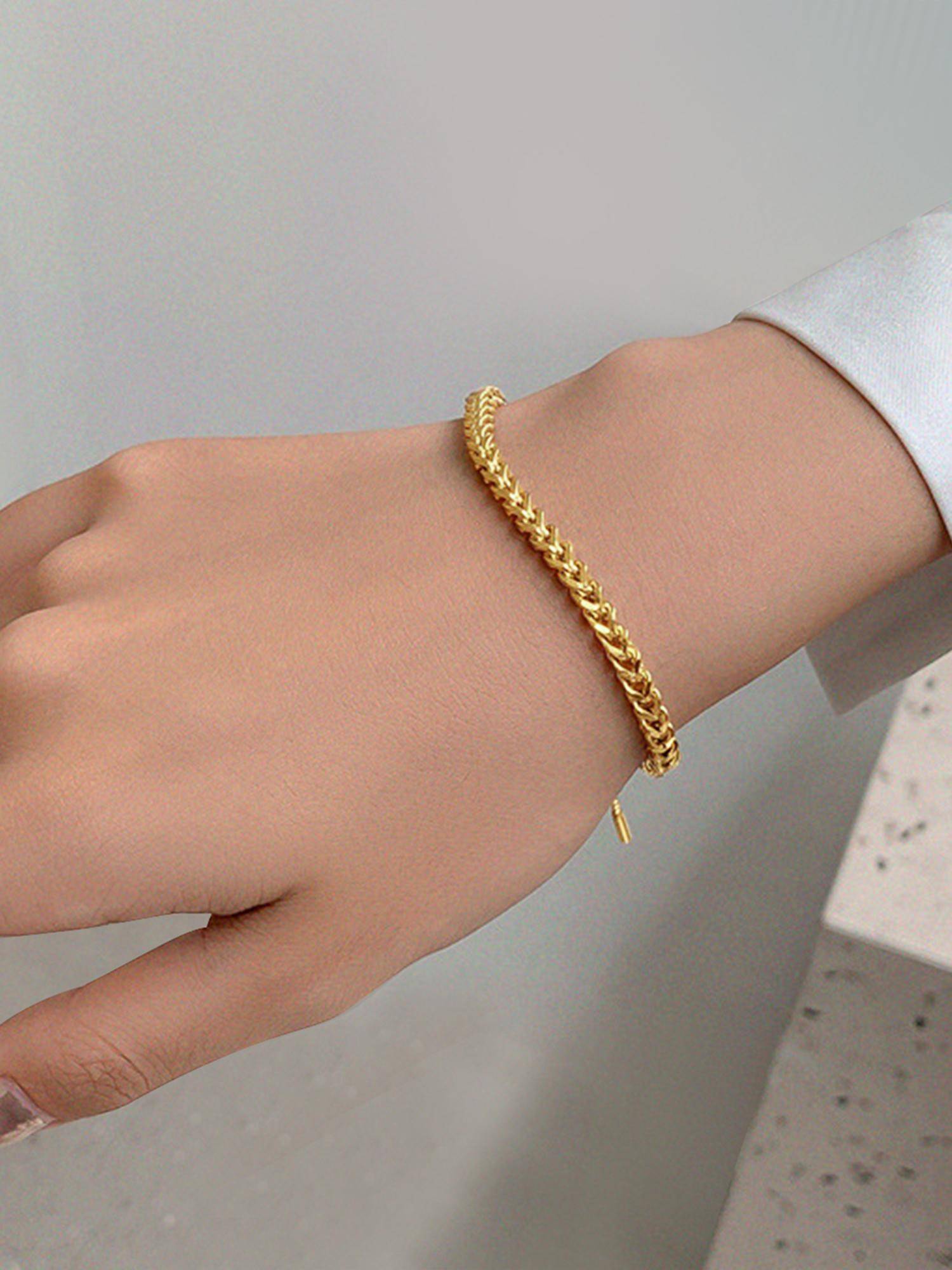 Peora Gold Plated Wheat Chain Style Fancy Bracelet Fashion Gift for Women (Adjustable)