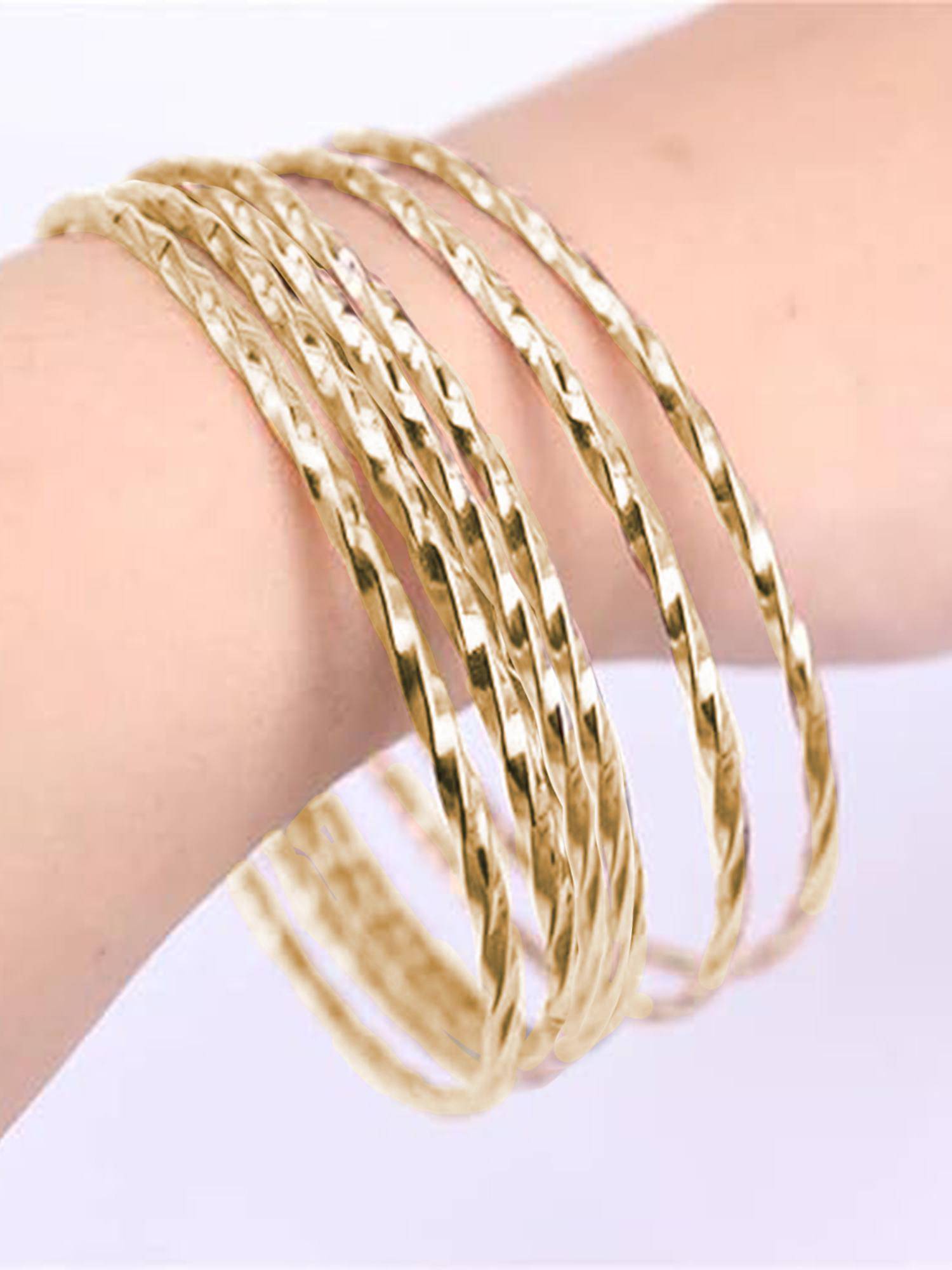 Peora Gold Plated Stylish Set of 6 Metal Bangles Bracelet Jewellery for Women (2.6)