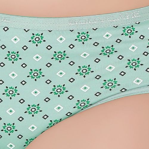 Farever Women's Dark Green Printed Mid Waist Hipster Bodycare Panty with  100% Cotton - 4299 - Farever