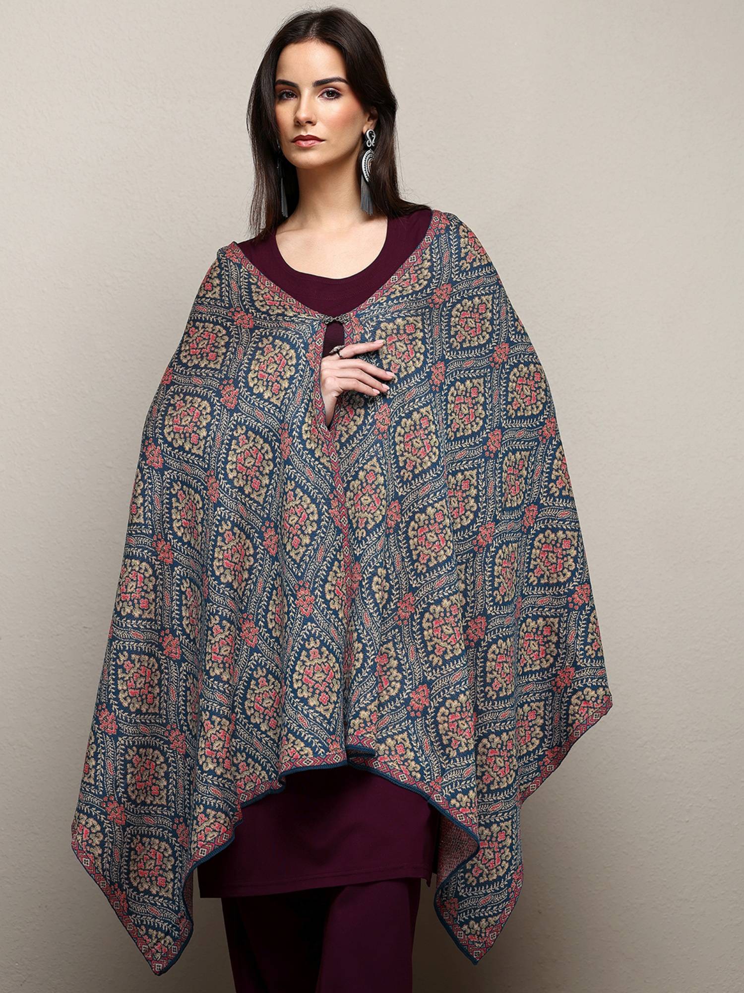 Libas Design Buy Libas Multi-Colour Floral Woven Design Shawl Online