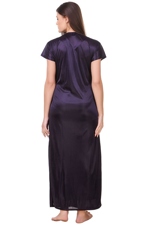 Buy Fasense Women Satin Black Nightwear 2 Pc Set of Nighty & Wrap