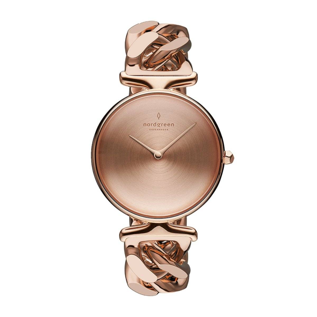 Nordgreen Unika 32mm Rose Gold Brushed Metal Dial with Rose Gold Chain Watch Strap (M)