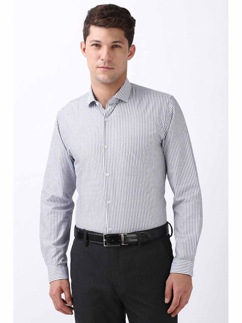 Peter England Men's Grey Slim Fit Formal Shirt