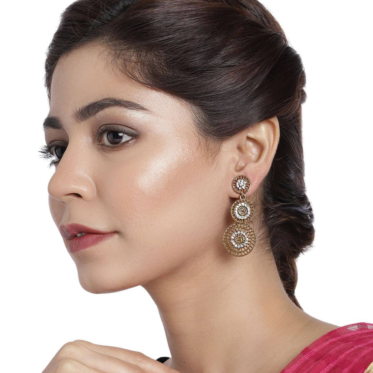 Accessher Antique Gold Tone Trendy Lightweight Dangle Earrings For Women And Girls