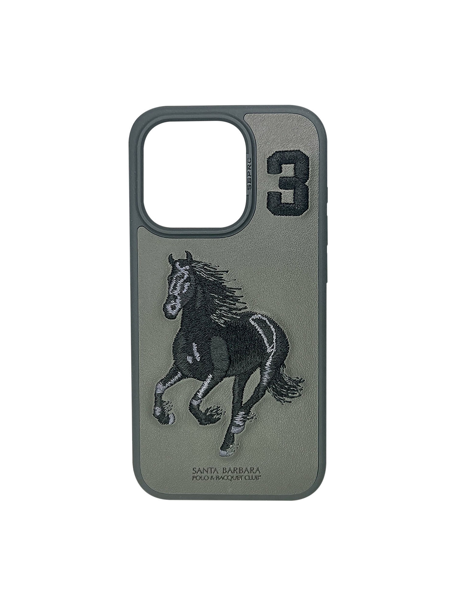 Buy Treemoda Boris Series Horse Embroidered Grey Leather Back
