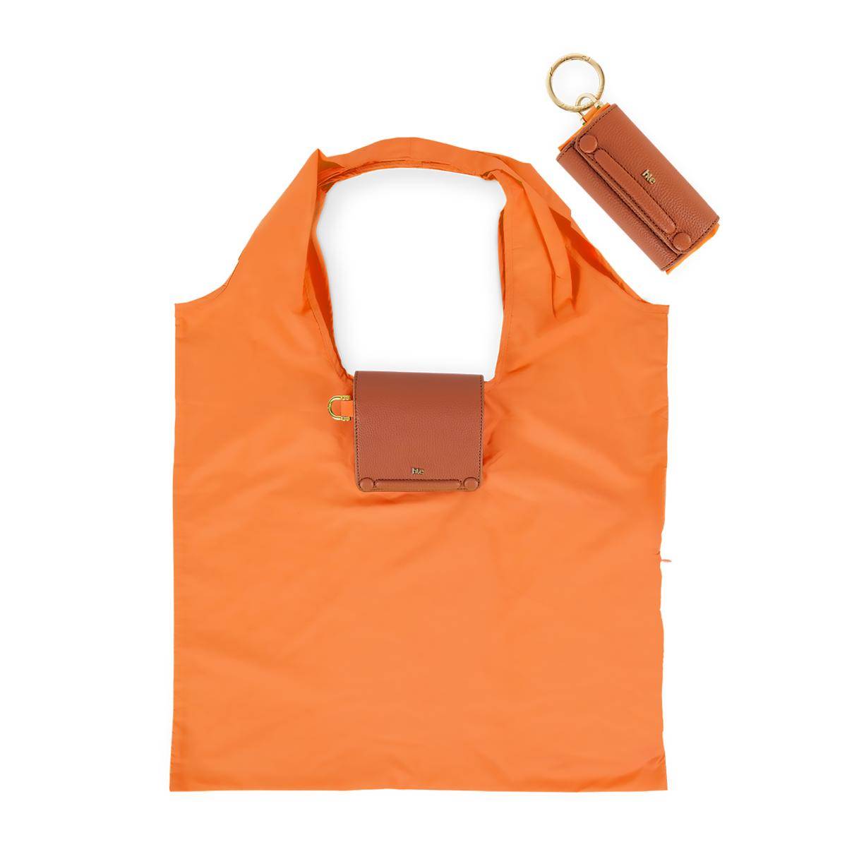 HIE Women Orange Synthetic Solid Tote Bag